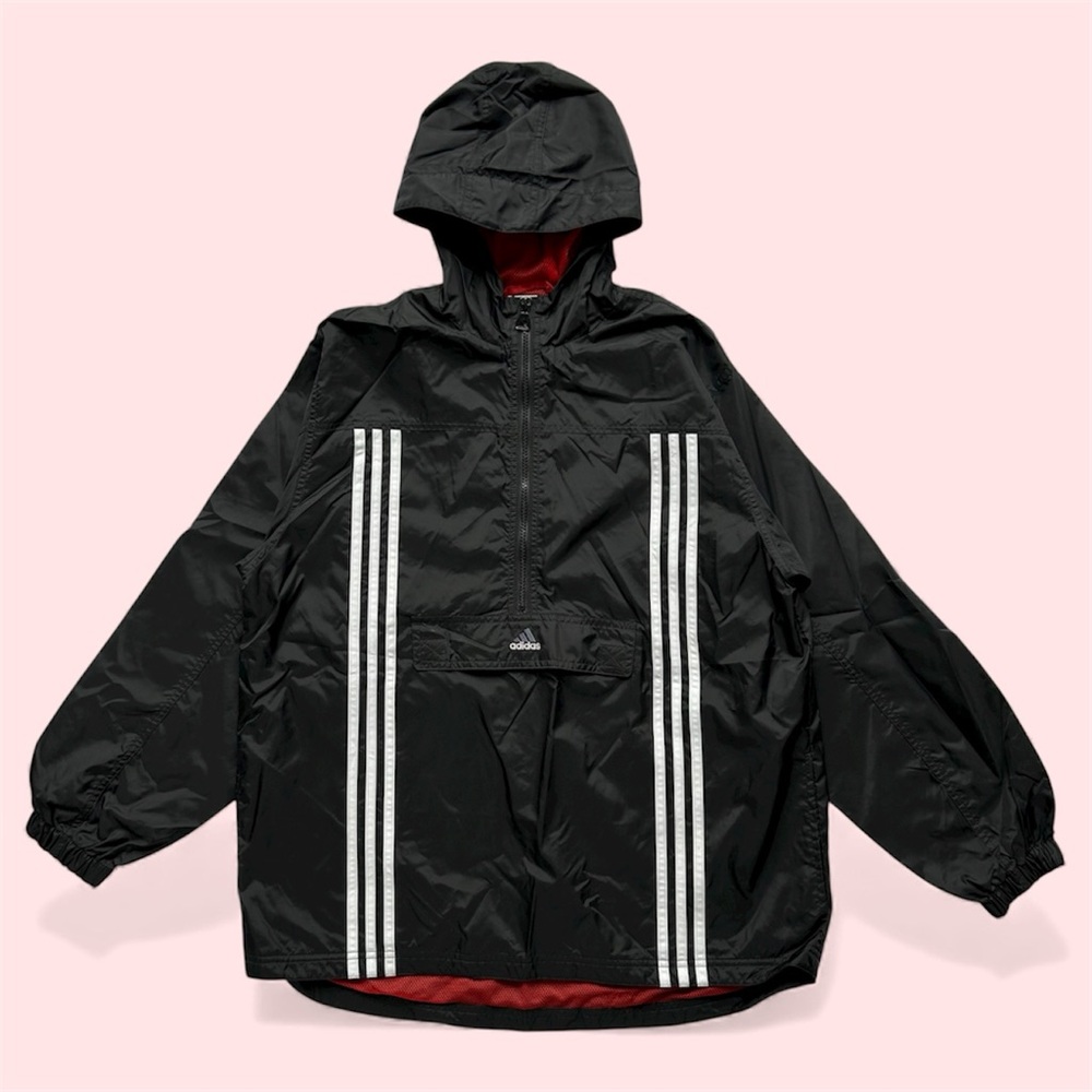 Vintage Y2K Adidas Anorak 1/2 Zip Windbreaker Jacket Hooded